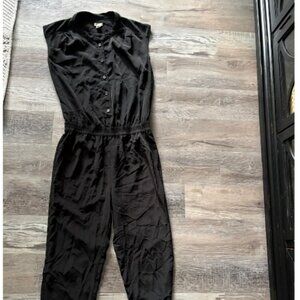 J.Crew black satin-like sleeveless jumpsuit romper size 0
